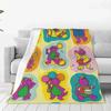 Barney Friends Cartoon Blankets Kawaii Dinossauro Dinossauros Flanela Novidade Respirável Cobertor para Colcha Todas as Estações