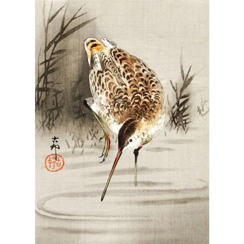 Poster Artistico Vintage Cinese Fiore di Ginkgo Uccello Pianta Tela Paesaggio Pittura Murale Stampe Immagine per Soggiorno Decorazione Casa Wa