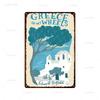 Stadt Wahrzeichen Metallposter Reise Stadt Schilder Griechenland Berglandschaft Blechschild Plakette Poster für Bar Kneipe Club Heimdekor