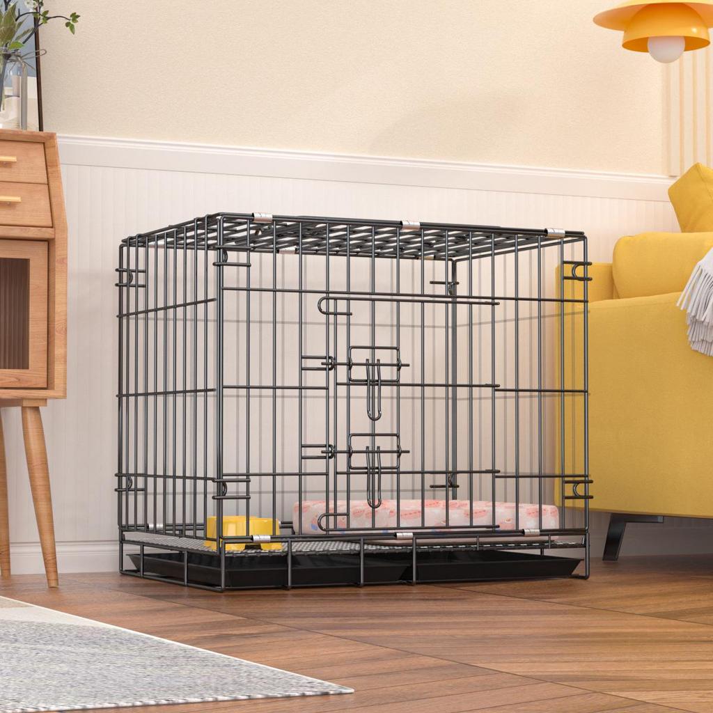 Foldable Metal Dog & Cat Cage for Home, Indoor/Outdoor, Car or Rescue Use