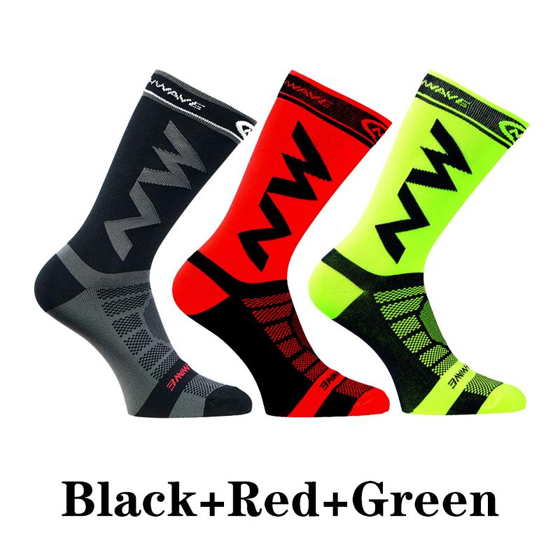 3 Pairs NW Cycling Socks Mens Outdoor Sports Running Socks Man Road Mid Tube Professional Breathable Climbing Mountain Bike Sock