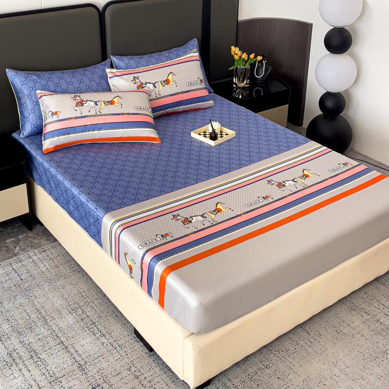 Saltea nouă imprimată din mătase de gheață, covoraș din mătase de gheață, husă protectoare de saltea antiderapantă, covoraș moale pentru aer condiționat de vară, saltea