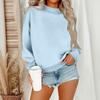 Dame Vintertopper Dame Langermet Genser Casual Løstsittende Pullover Fleece Topper