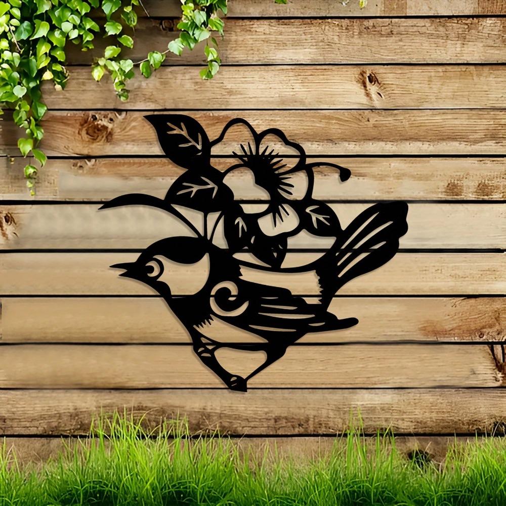 Elegant Bird Flower Metal Wall Art Indoor Outdoor Modern Home Office Decor Farmhouse Style Housewarming Birthday Halloween Christmas New Year Gift