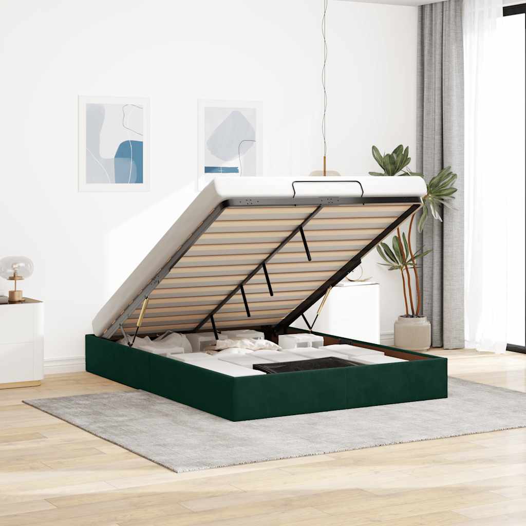 Ottoman Bed Without Mattress Dark Green 140x190 Cm Velvet