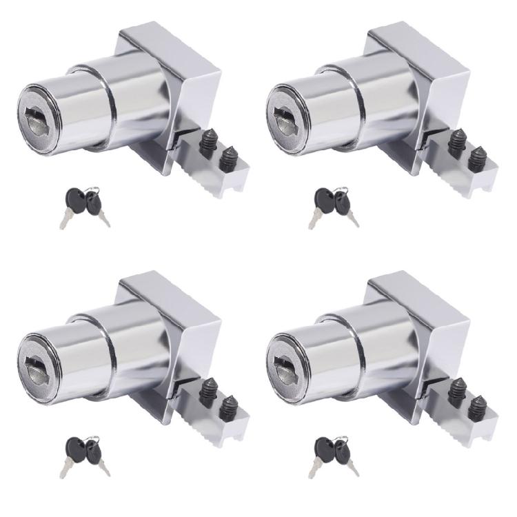 4Pcs Showcase Glass Door Safety Cabinet Lock, Glass Showcase Lock Sliding Glass Cabinet Lock Display Cabinet Door Lock