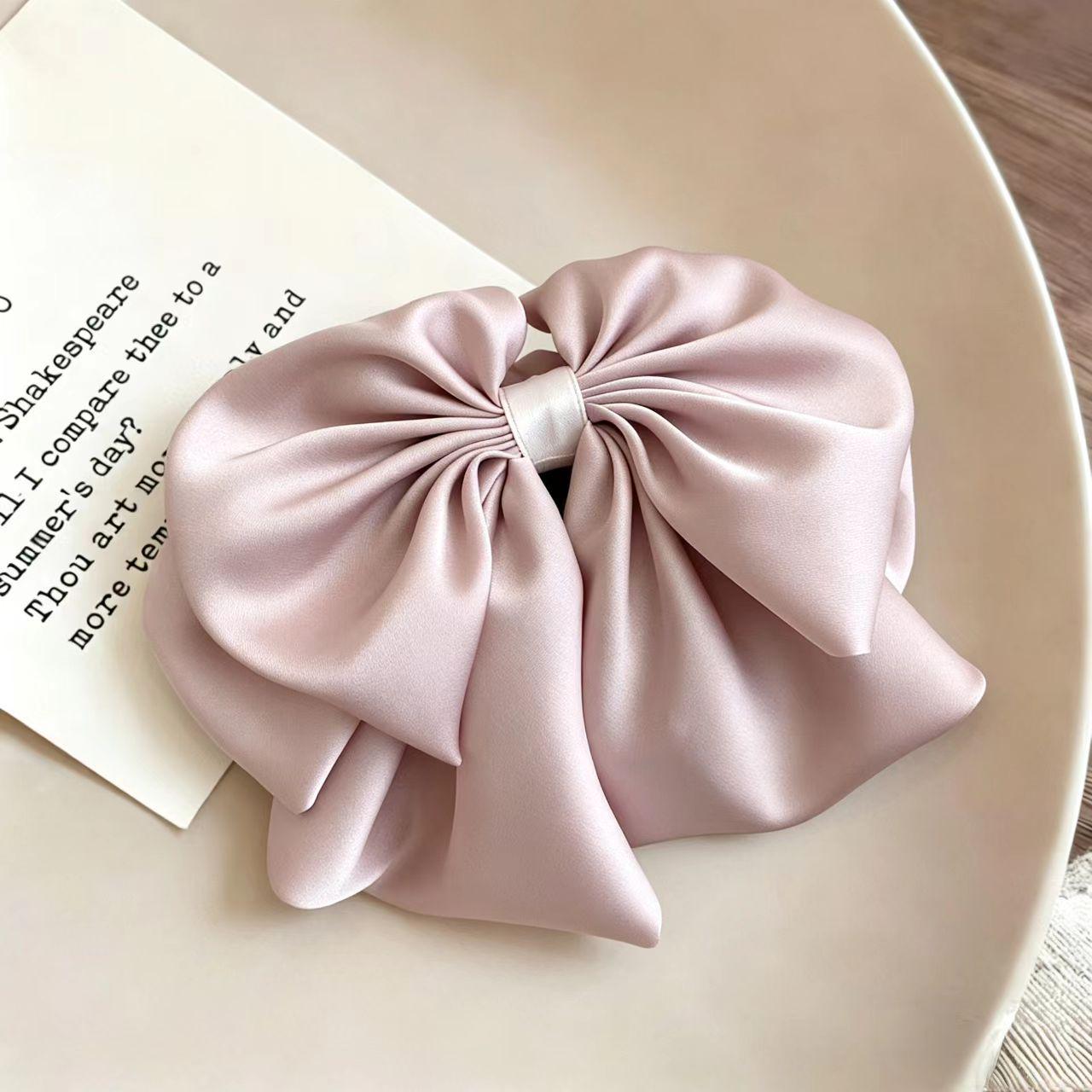 French Satin Multi-Layered Bow Claw Clip – Versatile Half-Up Hair Accessory