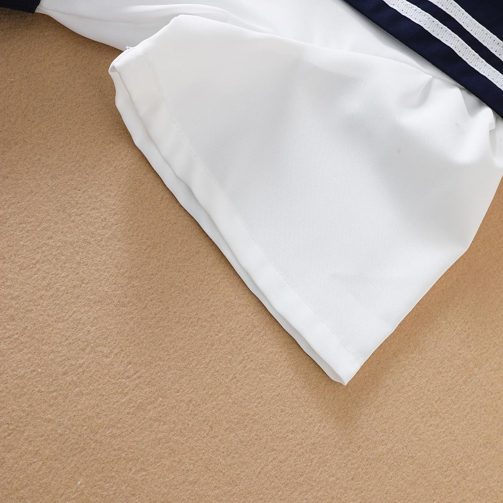 Girls' Short-Sleeved Summer Dress for 5-12 Years Preppy College Style Striped Collar Dresses Back To School Clothes