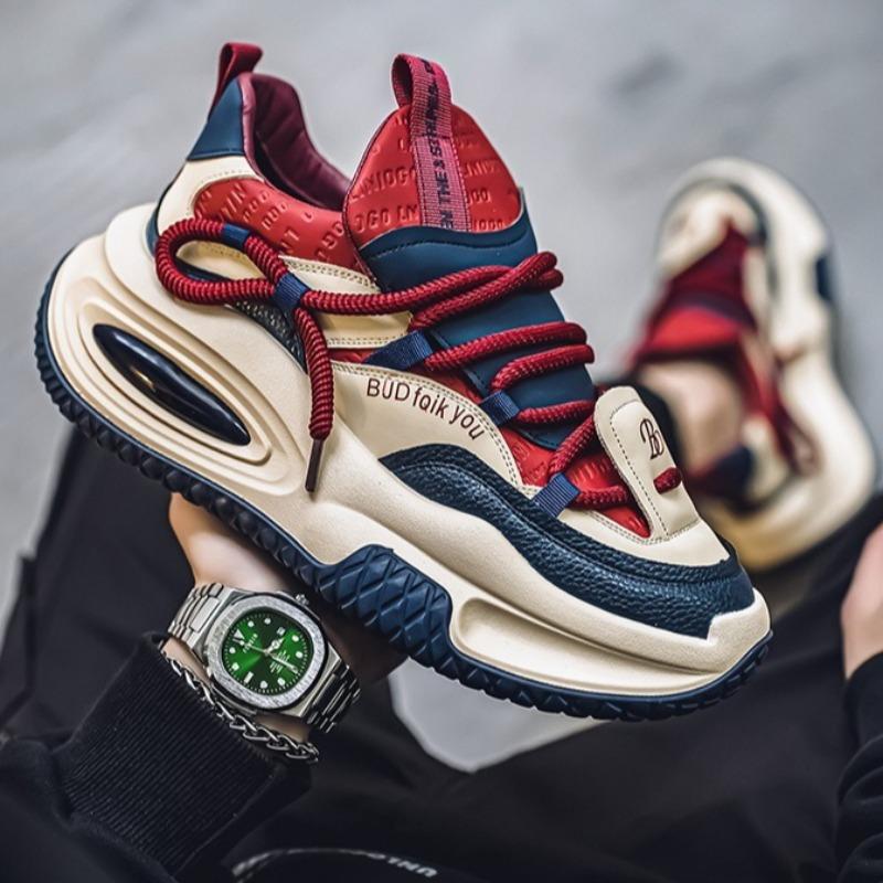 Autumn Versatile Men Lace-up Sneakers Designer Men Thick Bottom Vulcanized Shoes Outdoor Wear-resistant Running Shoes Zapatillas