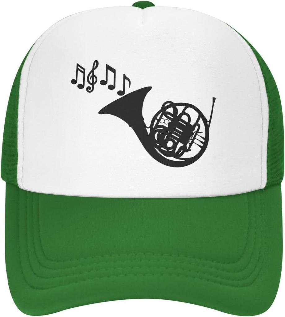 French Horn Music Notes Trucker Hat Adjustable Mesh Back Sun Protection Outdoor Cap