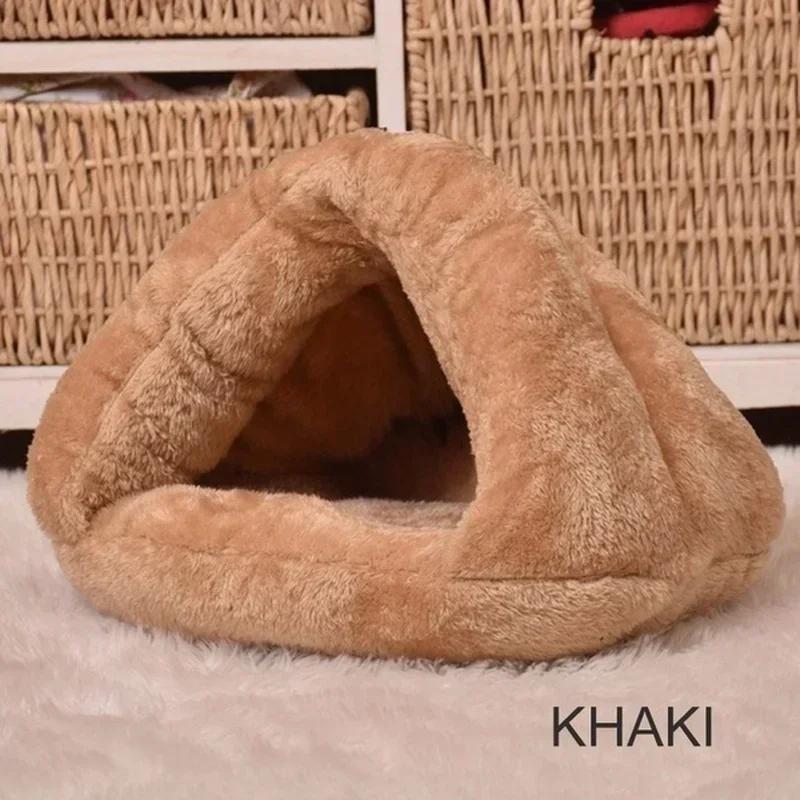 Cat and Dog Triangle Pet Nest Winter Thickened and Warm Pet Mat Mongolian Yurt Fury Half Closed Sleeping Bag Pet Rest Supplies
