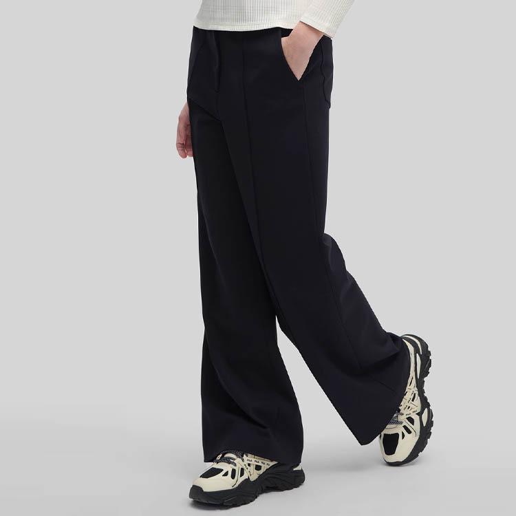 Fila Emerald 2023 Winter New Knit Wide Leg Pants Women Bottoms Black F11W344607F-BK
