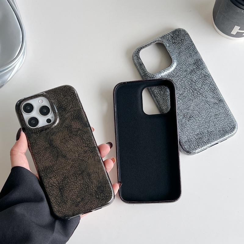 Glossy Leather Texture Bumper Phone Case For iPhone 16 Plus 15 14 13 12 11 Pro Max Armor Shockproof Protection Smooth Hard Cover
