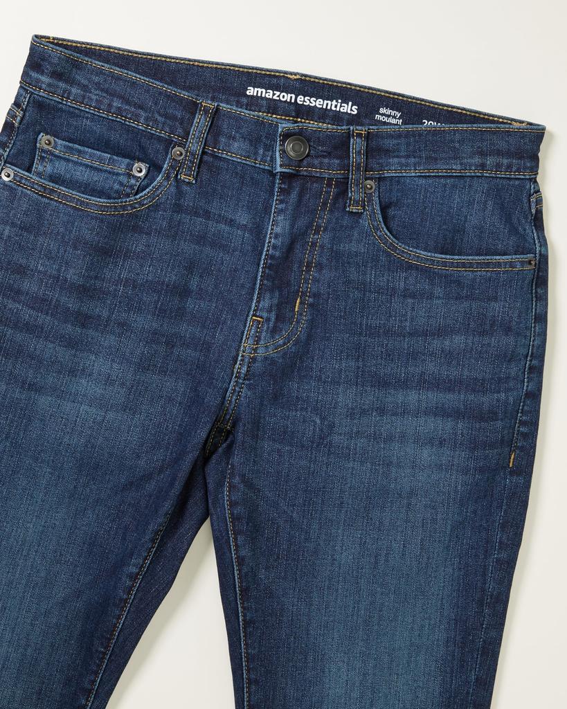 Amazon Essentials High Stretch Skinny Fit Dark W29 L29 Men's Jeans, Wash, /