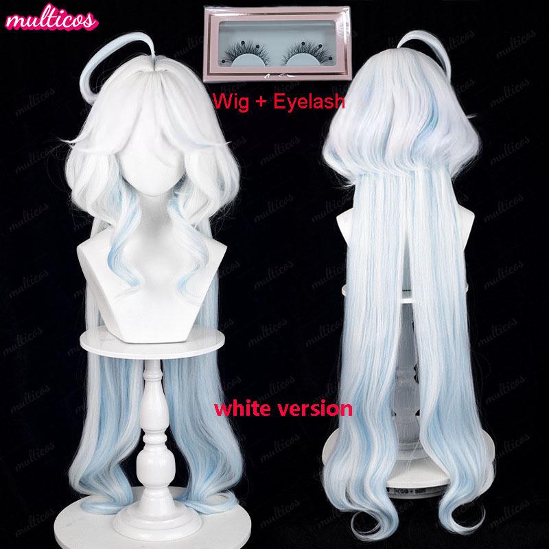 High Quality Focalors Wig Fontaine Furina Cosplay Wig Game Genshin Blue White Heat Resistant Synthetic Hair Anime Wigs + Wig Cap