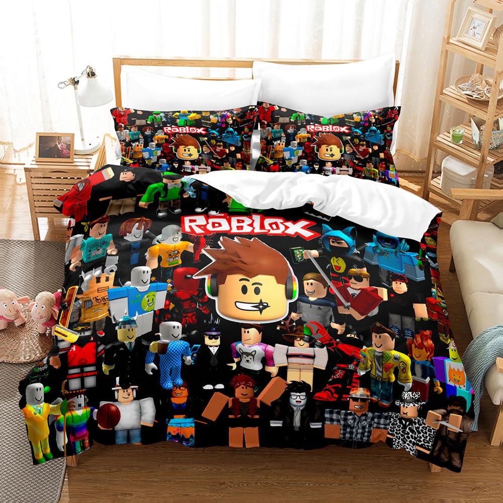 Three-piece home textile four-piece set, cartoon ROBLOX My World digital printing bedding