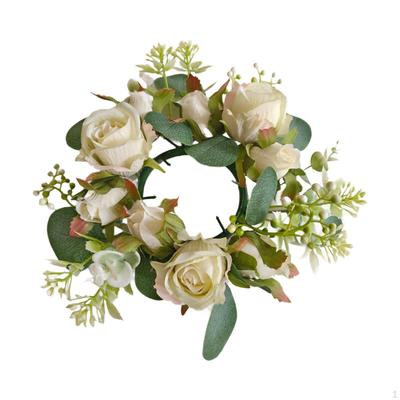 Candle Ring Artificial Flowers Wreath Table Centerpiece Decorative Candlestick Holder Candleholder