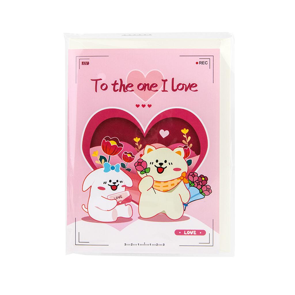 Greeting Card with Envelope 3D Popup Picture Frame Animal Card Birthday Card Valentine's Day Present for Girlfriend