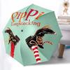 1pc Pippi Longstocking Automatic Folding Umbrella - Compact 8-Rib Design, Durable Plastic & Iron, Daily Use Z1230055