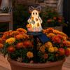 Solar Self-charging Lamp Ghost Garden Stake Light Halloween Pumpkin Lantern with Bow Lawn Decor Waterproof Resin Outdoor Yard for Pathway Decoration