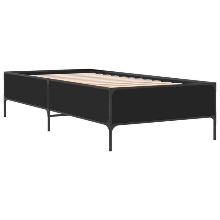 VidaXL Black Bed Frames 90x190 Cm Engineered Wood and Metal, Bed, Guest Bed, Single Bed, Bedroom Furniture, 844986