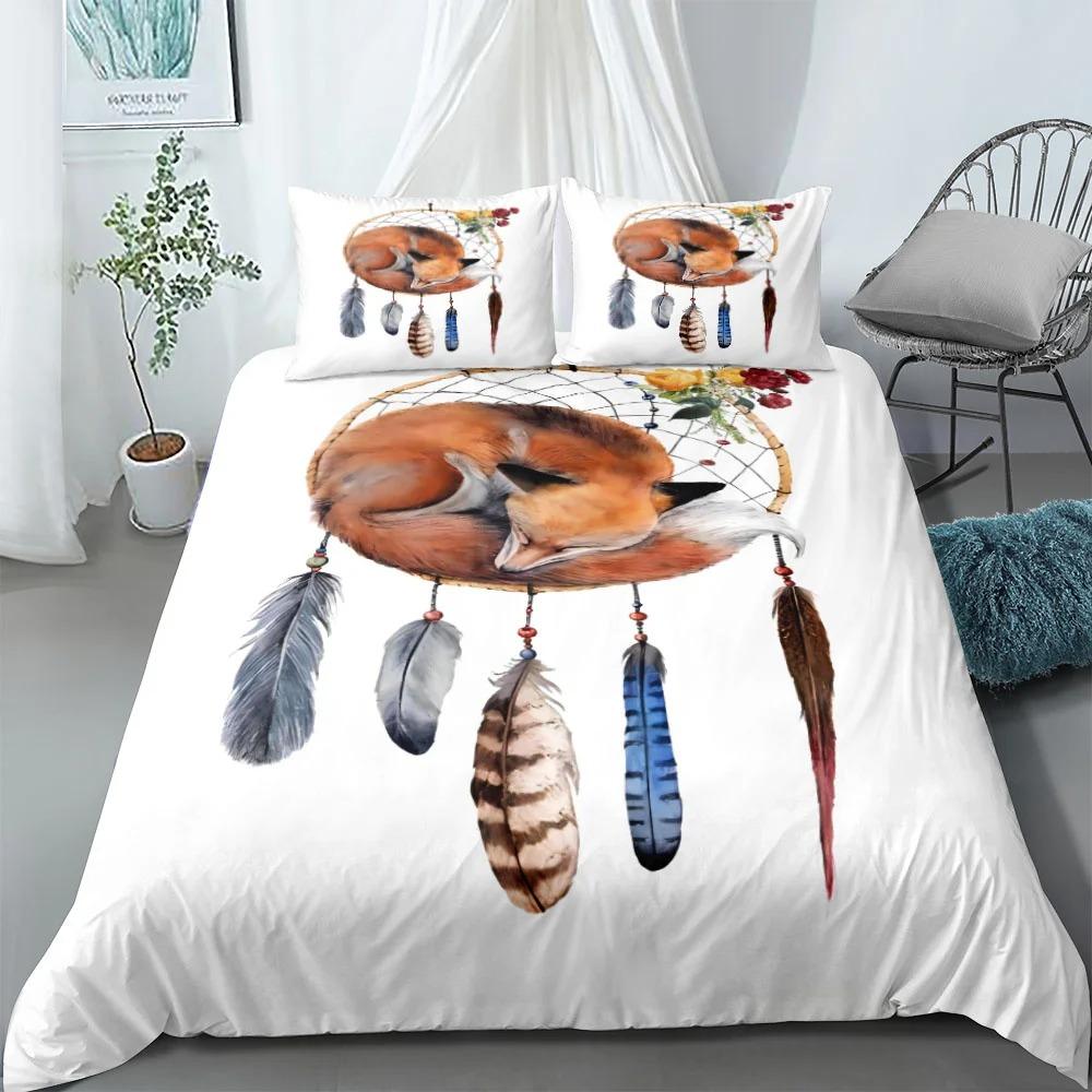 Indian Chief Crown Hand Draw Bedding Set Single Twin Double Queen King Cal King Size Bed Linen Set