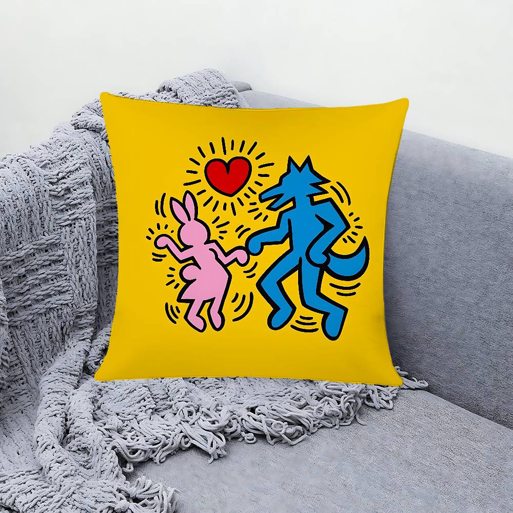 Art K-Keith-H-Haring Pillow Case Cushion Cover Soft Cute Throw Pillow Case For Car Sofa Pillowcase Polyester With Zipper