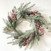 European-American Style Silver Snow Pine Cone Garland with PE Leaves & Red Berries for Christmas Decoration