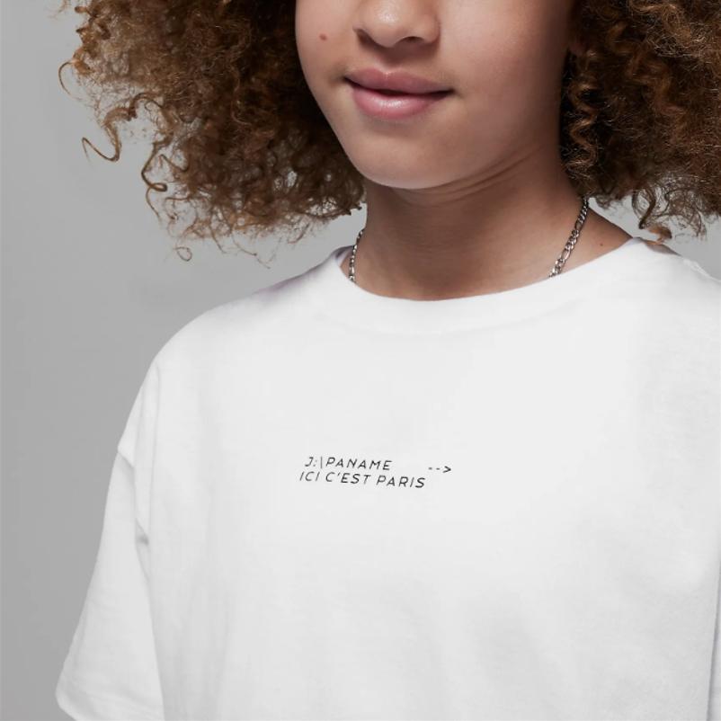 Jordan Letter Print Round Neck Sports Short Sleeve T-Shirt Childrens Kids Tops White FB0169-100