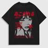 Halftone Girl Portrait Red Star Japanese Text Punk Harajuku Graphic Tee Cotton Mens Womens T Shirt Y2K Streetwear