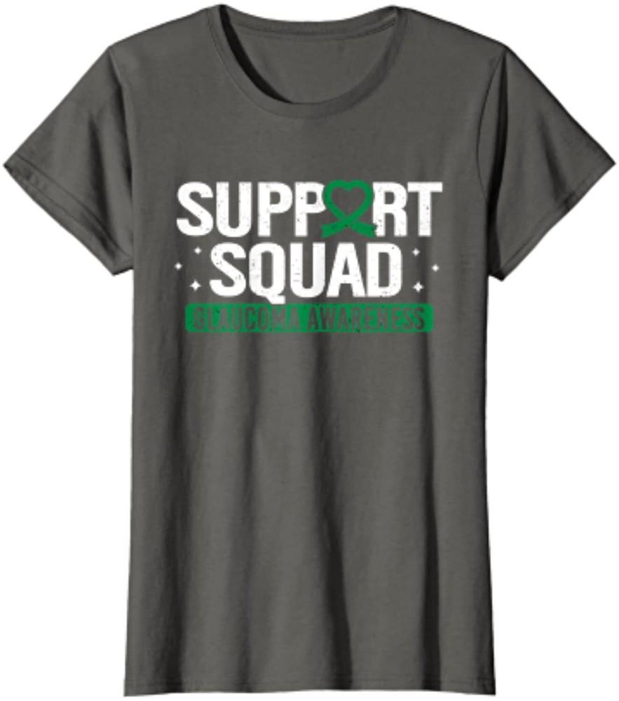 Green Ribbon Glaucoma Support Squad Awareness Warrior Ladies' Crewneck T-Shirt
