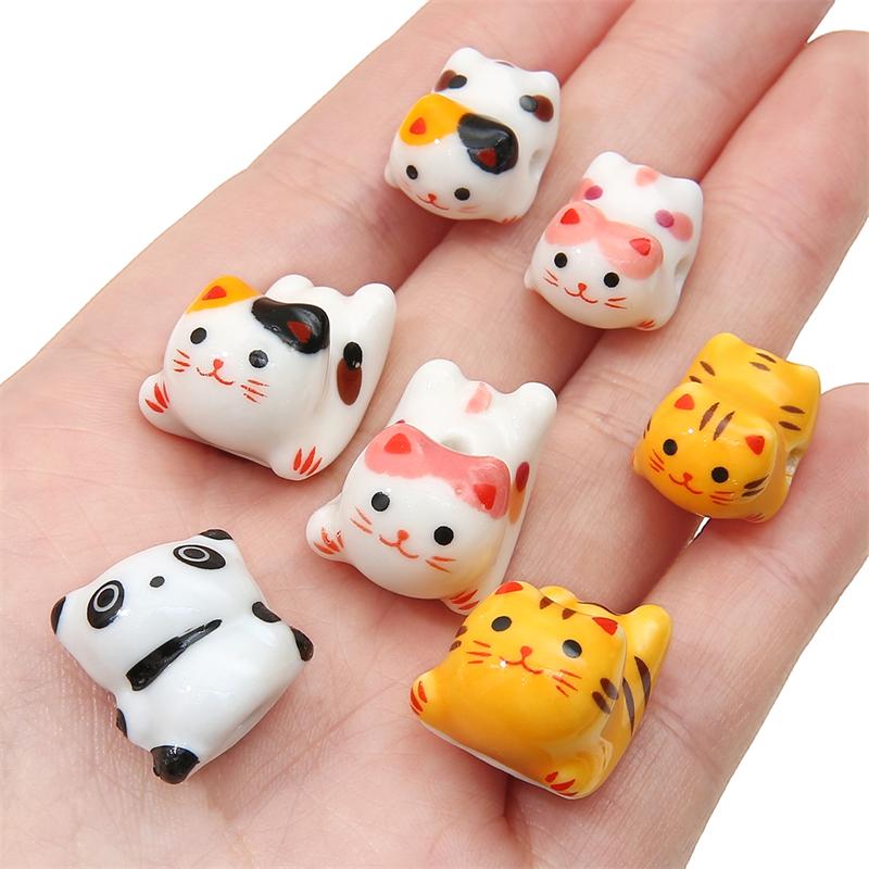 Ceramic Vertical Hole Hand-painted Beads Loose Spacer Charms for DIY Bracelet Necklace Jewelry Making Accessories