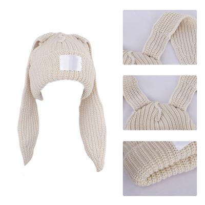 Tavşan Örgü Şapka Skullies Bere Uzun Kulaklı Şapka Tığ İşi Örgü Şapka Sevimli Tavşan Şapka Kadınlar İçin Tavşan Kulaklı Şapkalar Kışlık Sıcak