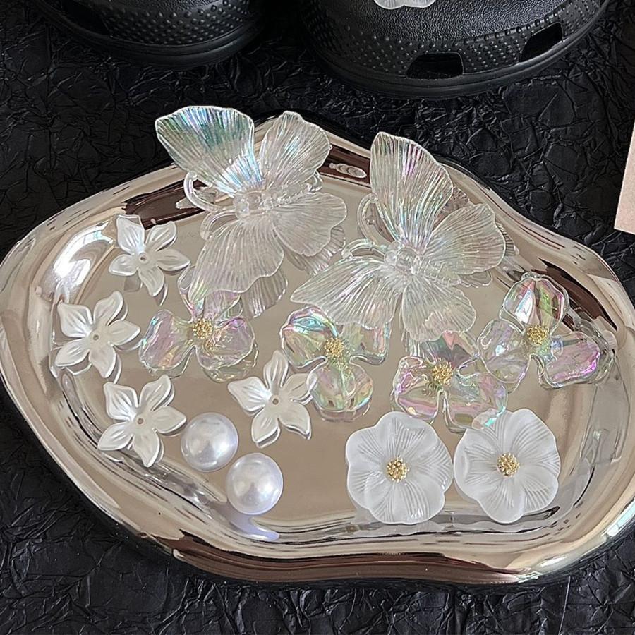 12 Stück/Set Handgefertigte Perlenschnalle Gelee-Schuhe Dopamin-Kristallschuhe Zubehör DIY Dekorative Schuhblume Hausschuh-Schnallen
