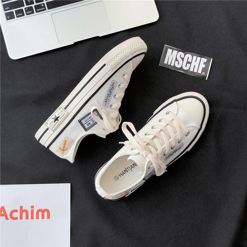 

Интернет знаменитости маленькие белые парусиновые туфли женские 2025 новые универсальные осенние туфли для доски корейская версия ulzzang обувь ins tide H609 35