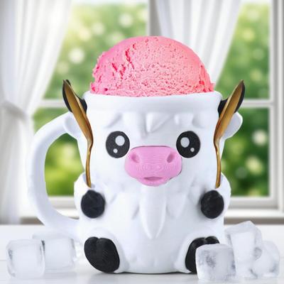 Yousheng Hochlandrind Eisbecherhalter mit 2 Löffeln Pinguin Eisbecherhalter Wiederverwendbare Eisbehälter Bierdosenhalter für Küche Café