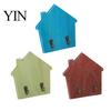 Heavy Duty Key Hanger for Wall Wood House Shape Storage Hook, Strong Traceless Adhesive Decorative Coat Hooks American Style Home Entryway Load