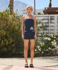 ASIF CALIE Aloha Dot Padded Tube Top Navy