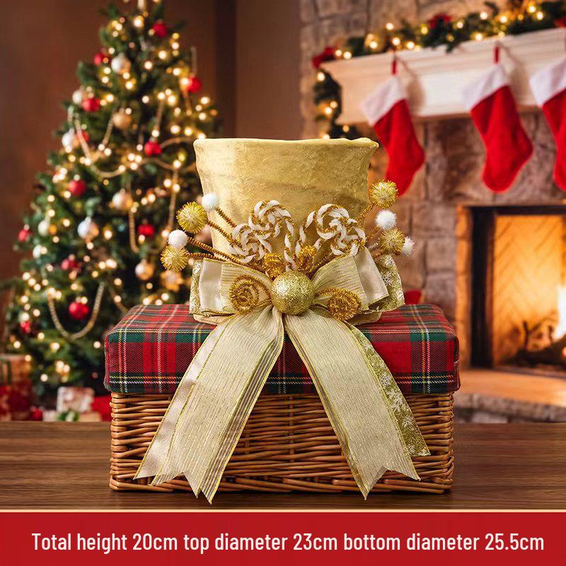 Cross-border Christmas Tree Topper: Star Hat with Bow and Retractable Spring