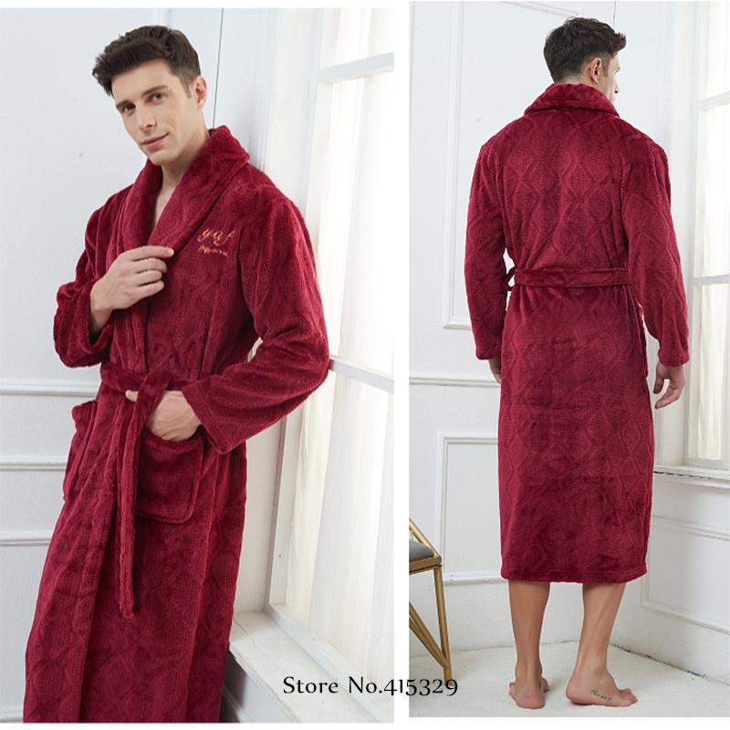 Coral Velvet Bathrobe Shower Kimono Robe Winter New Men's Home Wear Loose Thickened Pajamas