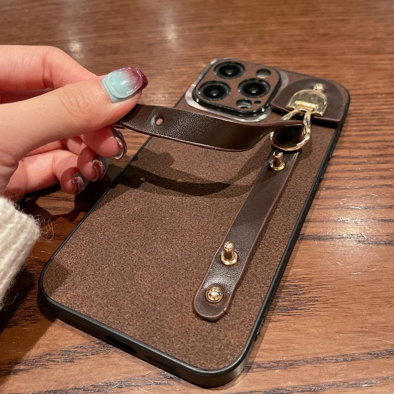 

Гибкий чехол-подставка для браслета для iPhone 15, 14, 13, 12 Pro Max 11, противоударный тонкий чехол из ТПУ, тонкий матовый кожаный однотонный чехол