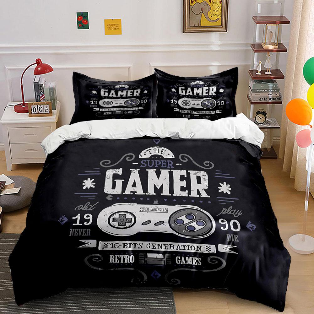 Retro Gamer Bedding Set  Bedding Duvet Cover Set Duvet Cover Pillowcases  (1 * Duvet Cover 2 * Pillowcases, without duvet insert) 135x200cm