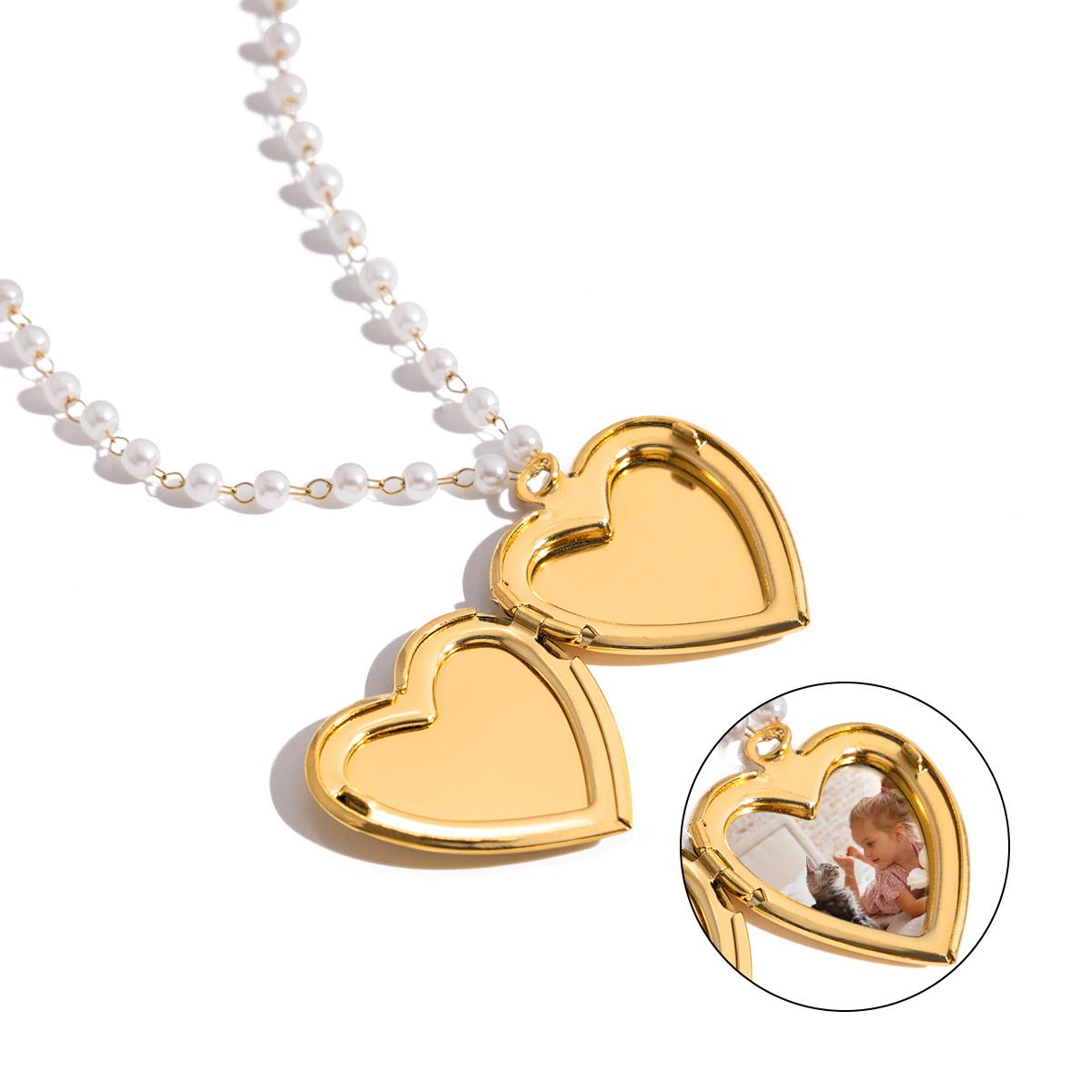 

Yori White Oil Drop Orange Dried Flower Heart Photo Box Pendant Pearl Necklace Jewelry for Women Bijoux Femme Gift