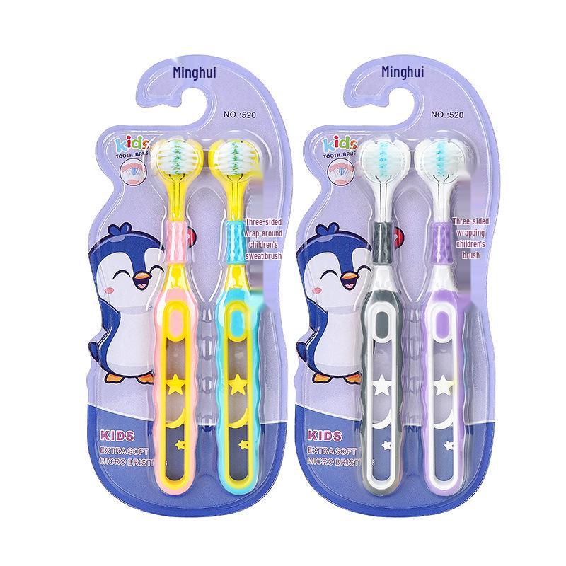 Three-Sided 3D Adult Toothbrush with Soft Bristles and Tongue Scraper