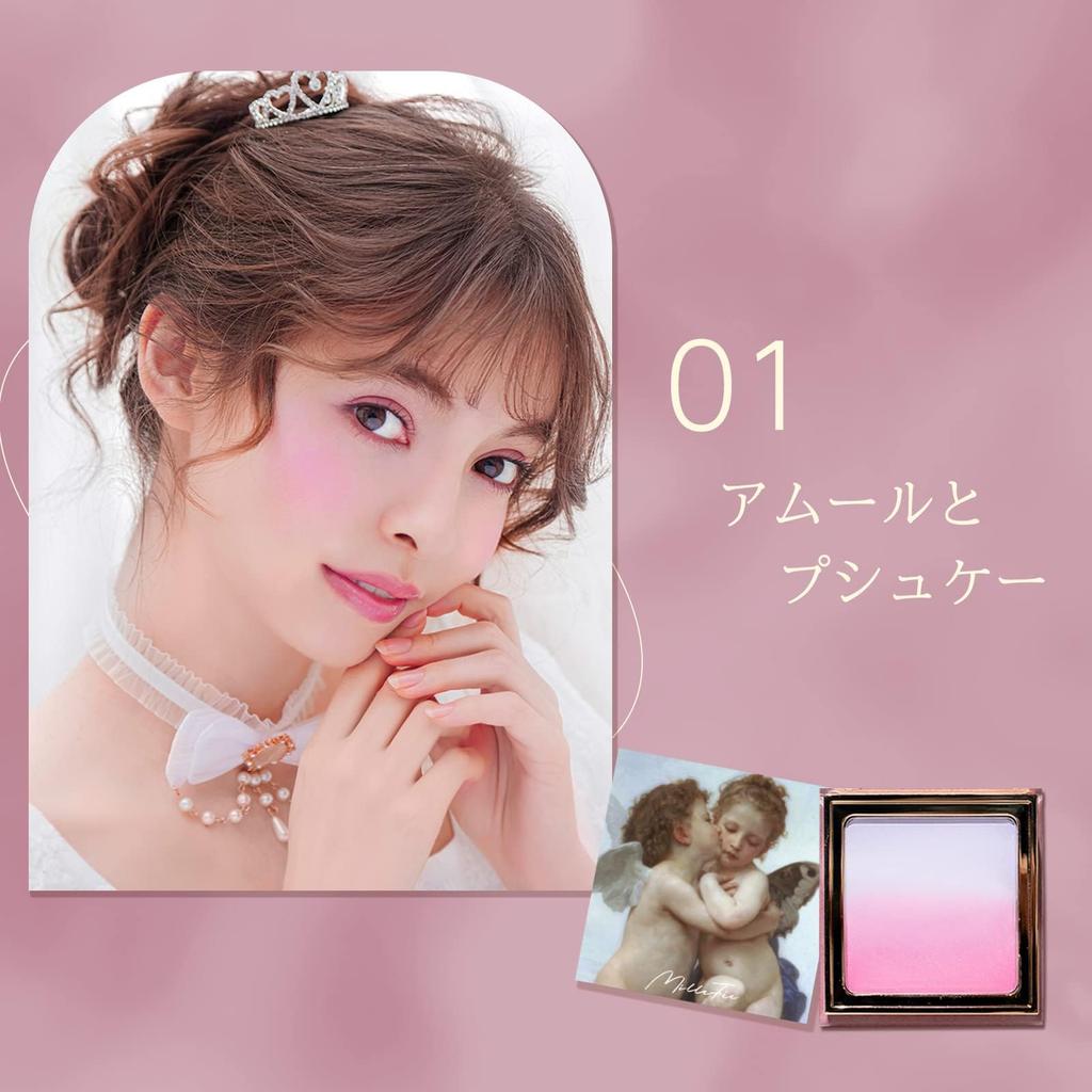 MilleFee Angel Painting Cheek (01 Amor e Psique) 5g, Gradiente Rosa, Translúcido, Cor para Bochechas Pérola Brilhante, Iluminador