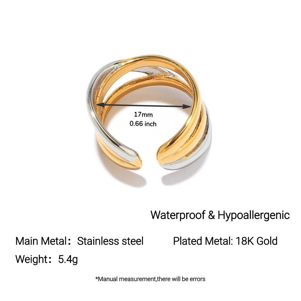 Ying Tai 18k Gold Two-Tone Titanium Women s Open Stainless Steel Ring - Luxurious, Fade-Resistant Size 7