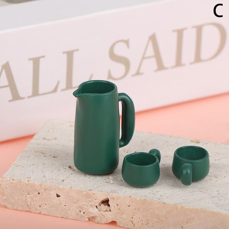 Hot1/12 Dollhouse Miniature Accessories Mini Kettle Teapot Cups Simulation Furniture Tea Pot Kitchen Model Playthings designed for Doll House