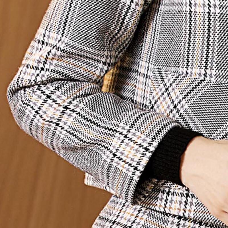 KAVON 2025 Fall/Winter British Style Plaid Double-Breasted Jacket