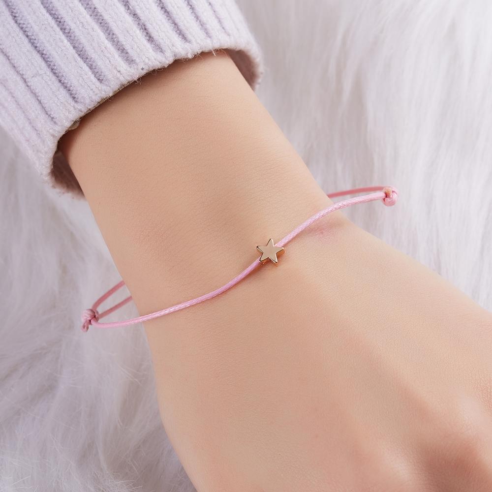 Make a Wish Crown Five-stars Cross Heart Woven Paper Card Bracelet Adjustable Lucky Red String Bracelets Femme Jewelry