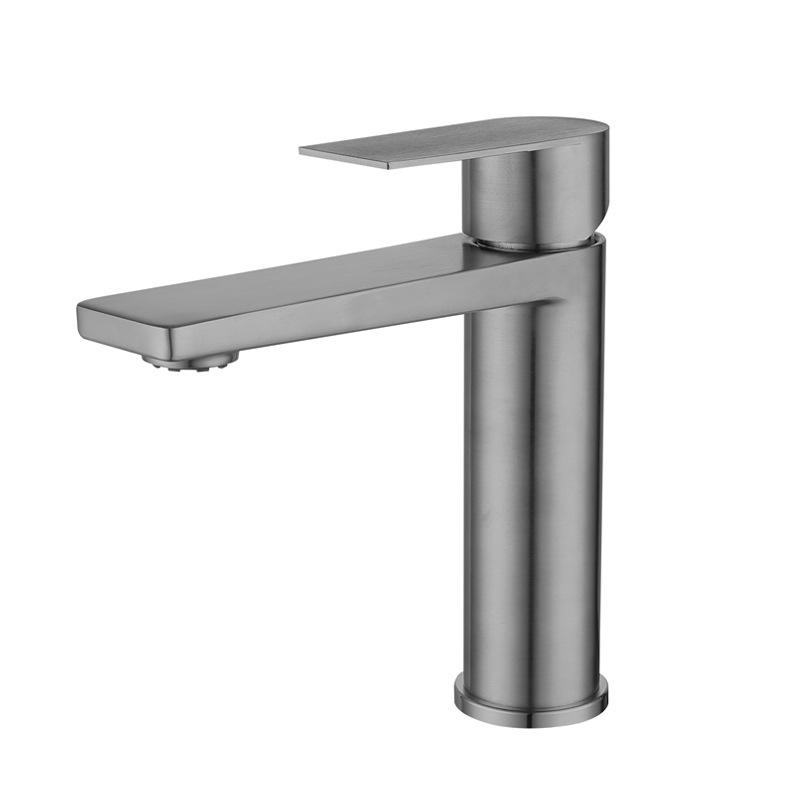 Gun Gray Stainless Steel Bathroom Sink Faucet Nickel Hot And Cold Mixed Water Single Hole Single Handle Wash Basin Faucet